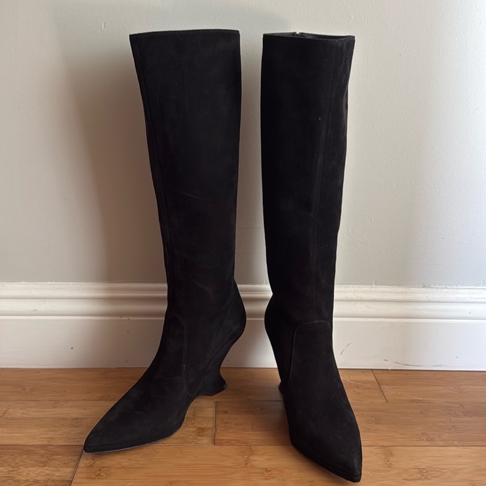 Christian Dior black suede boots